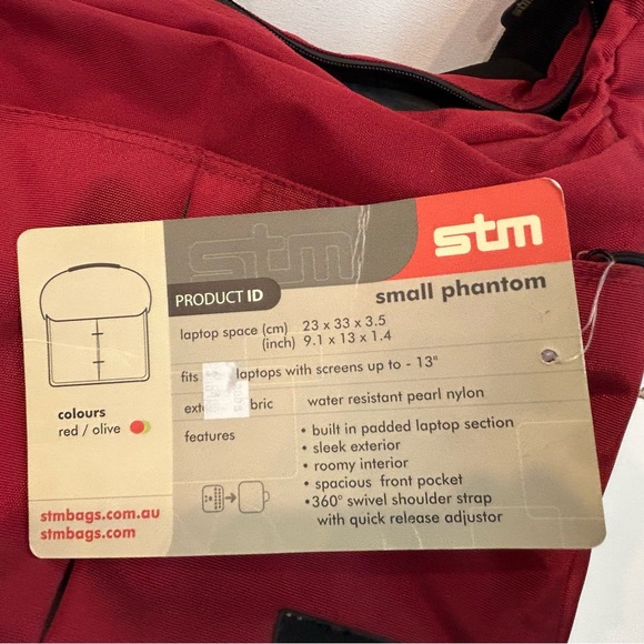 STM small phantom shoulder laptop bag red in color - Picture 9 of 10